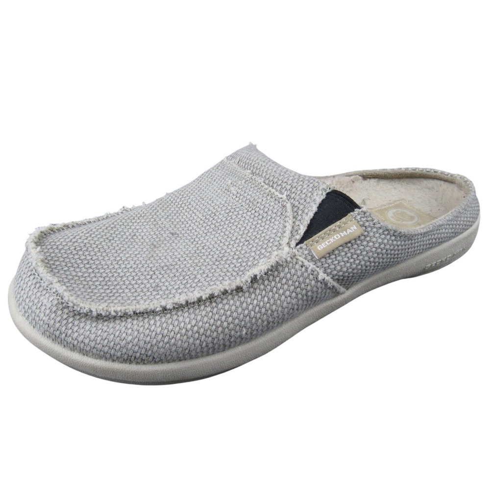 GeckoMan Men's Light Gray Canvas Arch Support Slippers Size‎ 10 Casual Comfort